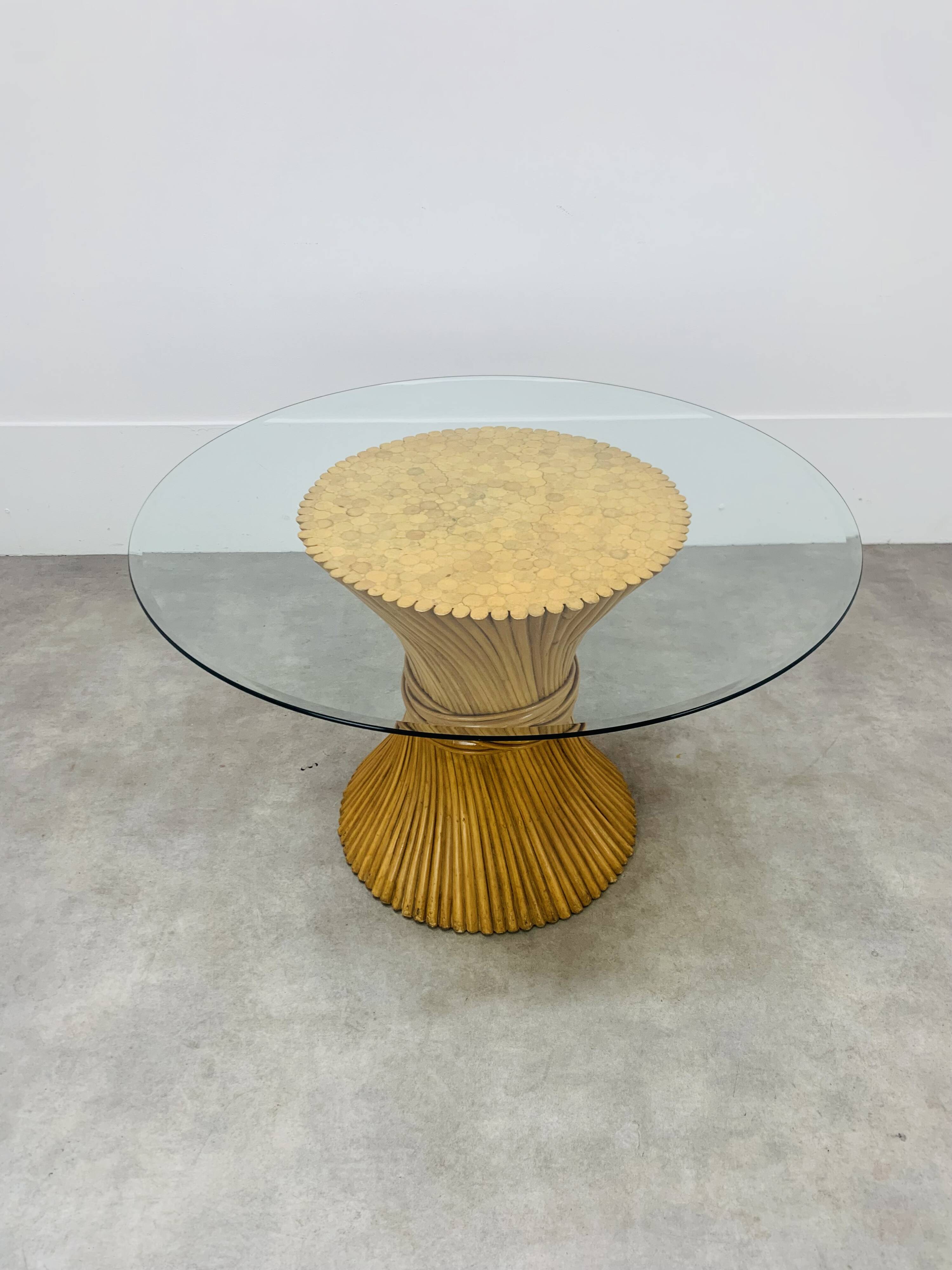 McGuire Bamboo Dining Table, Wheat Sheaf, 4 Person, Vintage