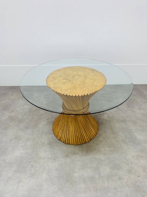 Table à repas bambou McGuire, gerbe de blé, 4 personnes, vintage