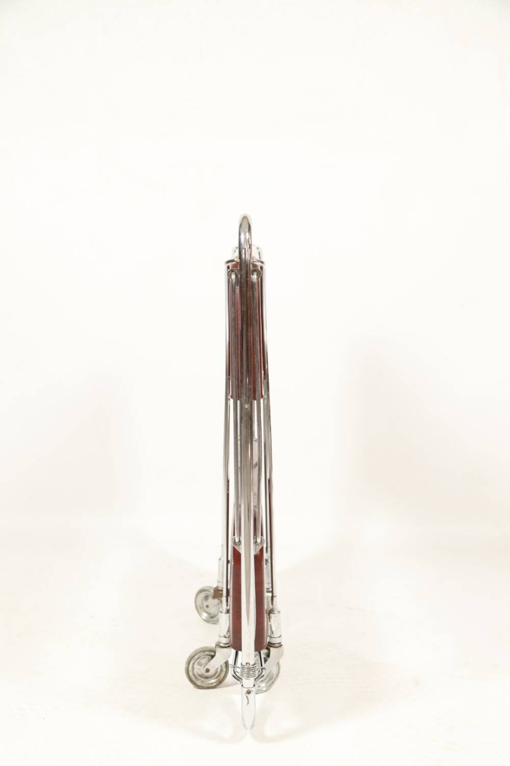 Bar de service vintage Bauhaus style chrome et bois mobile wengé