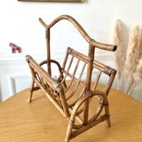 Vintage bamboo rattan magazine rack