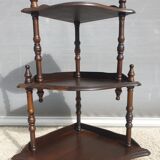 Wall-mounted corner display with 3 mahogany shelves