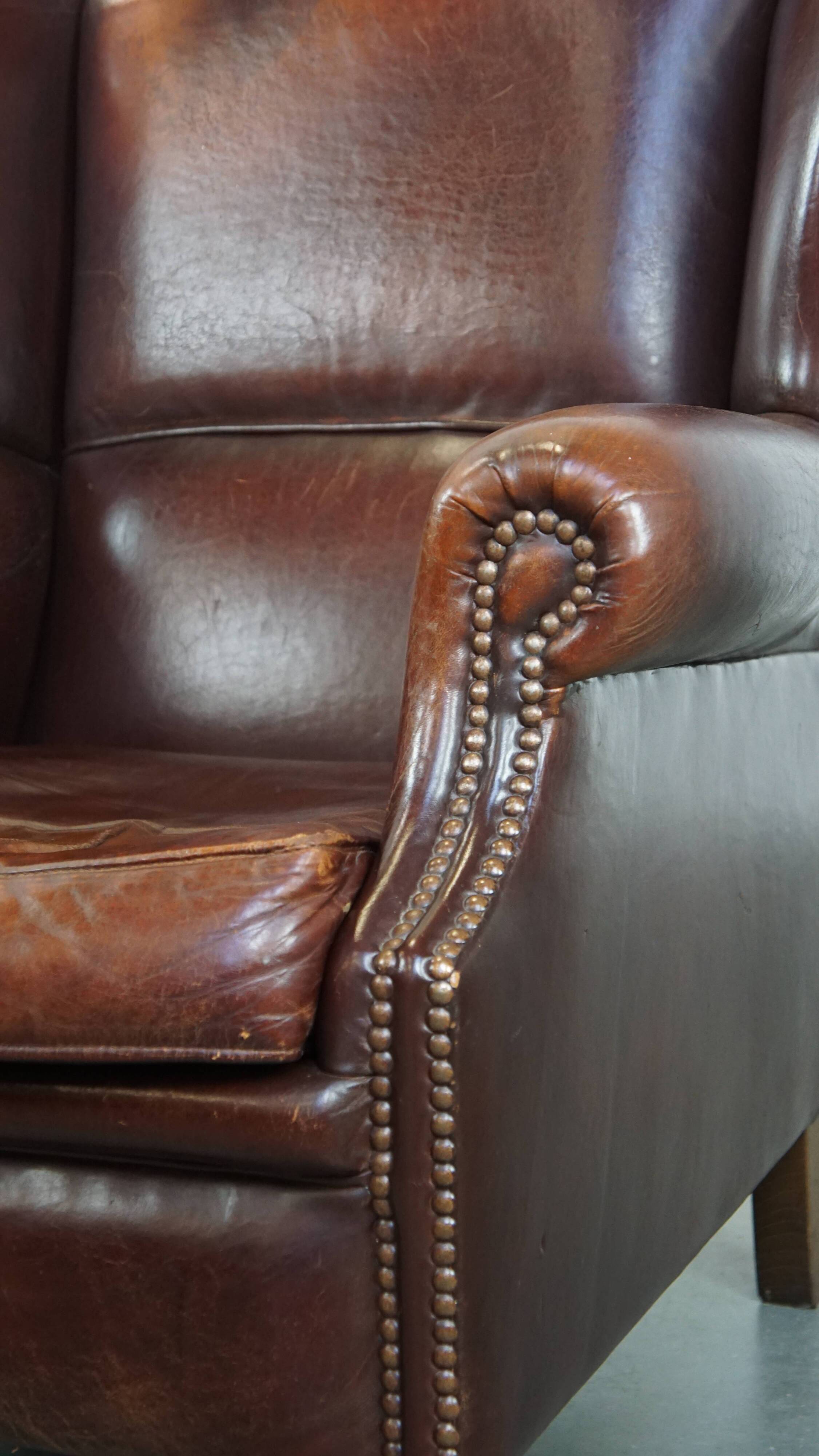 Vintage Sheepskin Wingback Chair