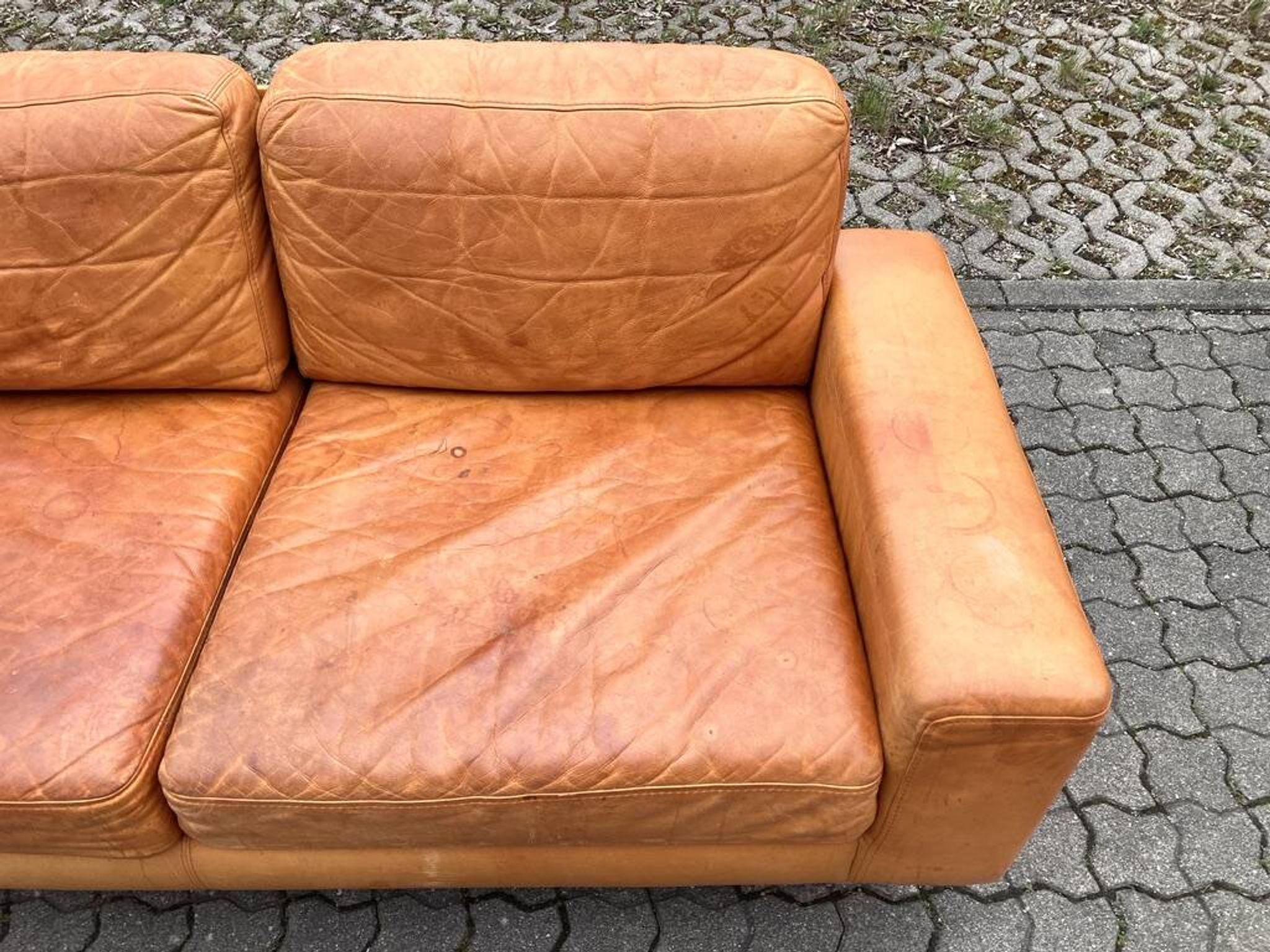 Canapé en cuir cognac vintage danois moderne du milieu du siècle