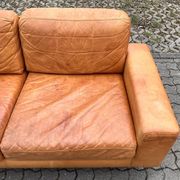 Canapé en cuir cognac vintage danois moderne du milieu du siècle