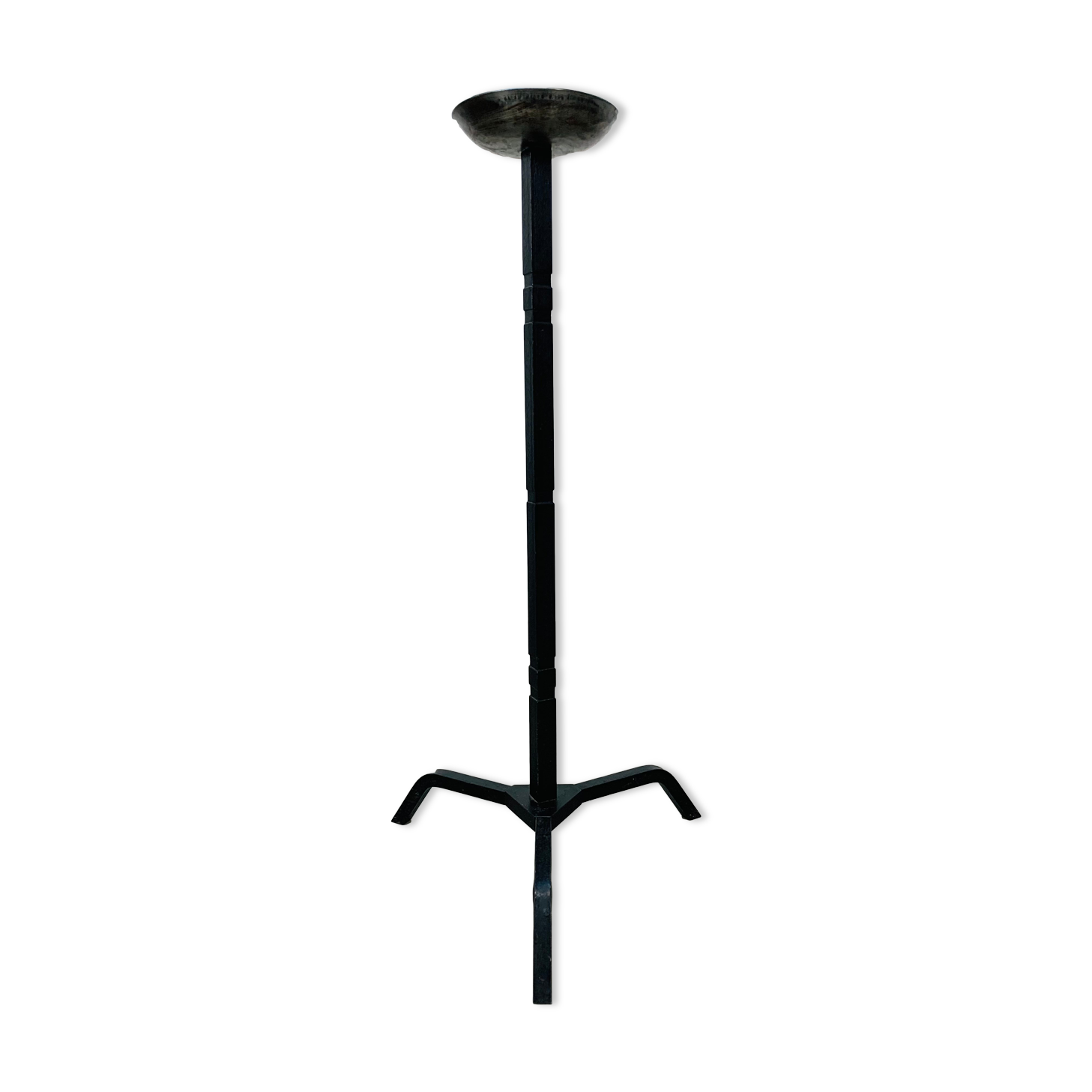 Bougeoir pique cierge brutaliste fer forgé 69 cm