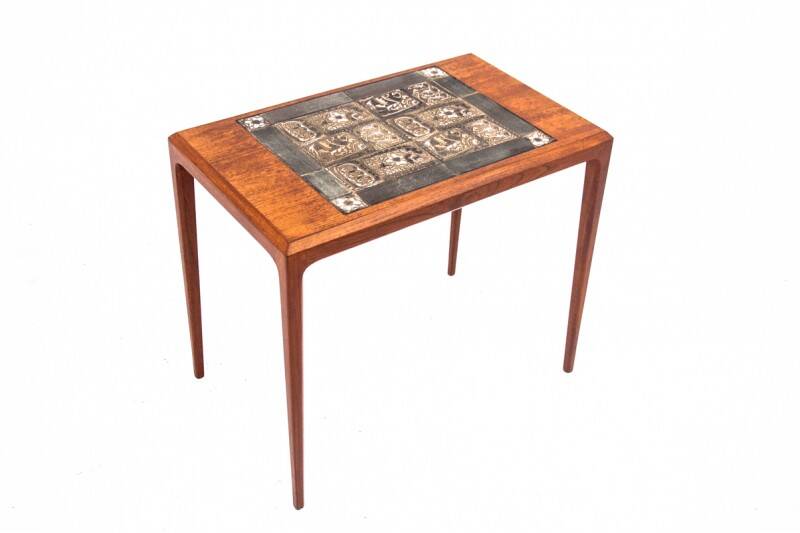 Side table with ceramics, Denmark, 1960s. After renovation.