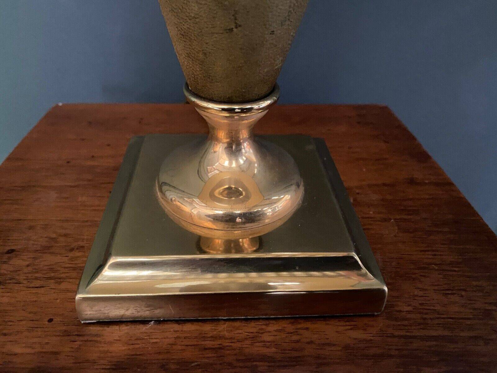 Leather and gold metal lamp from Le Dauphin 1970