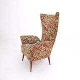 Fauteuil pour enfant en tissu floral vintage avec pieds en bois, Italie