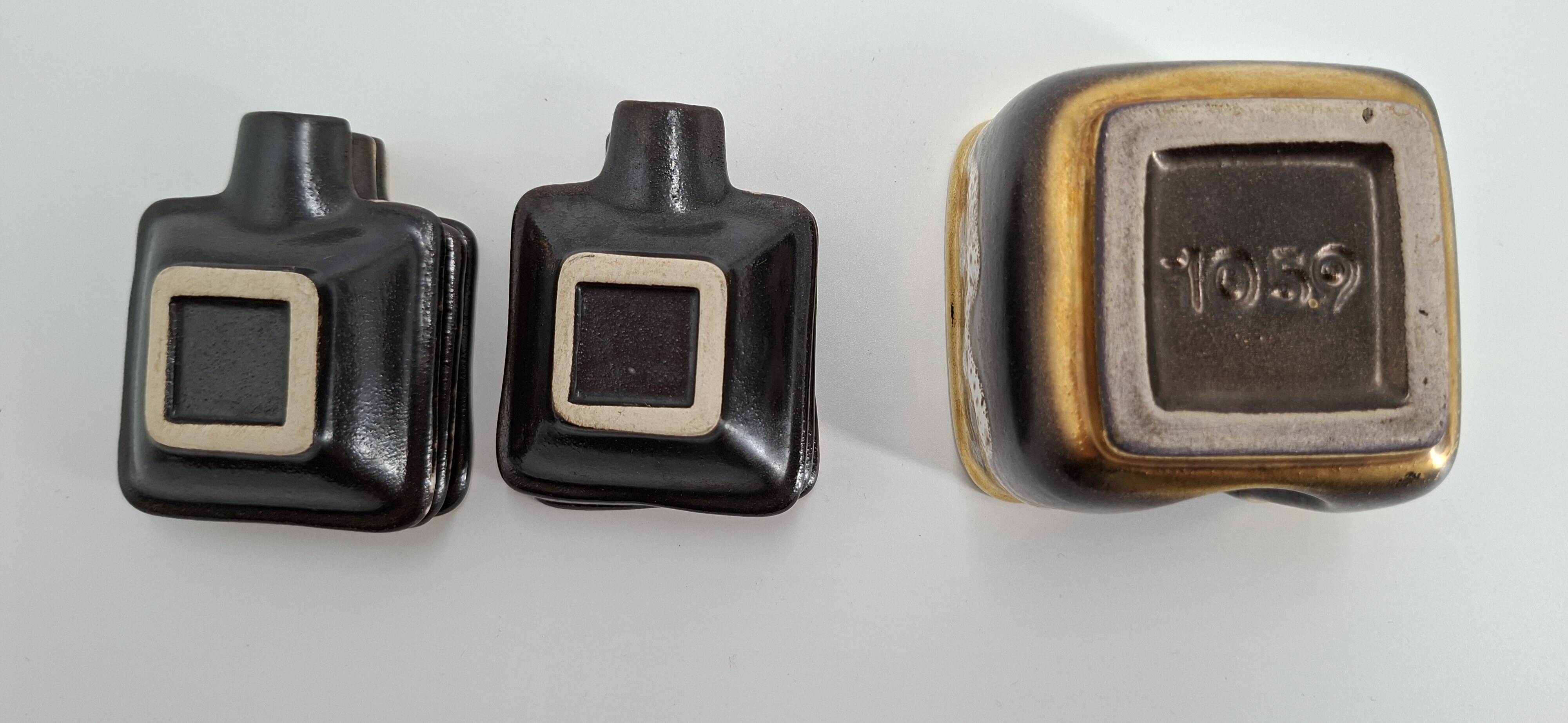 Ensemble de 6 cendriers et porte cendriers en céramique -1970