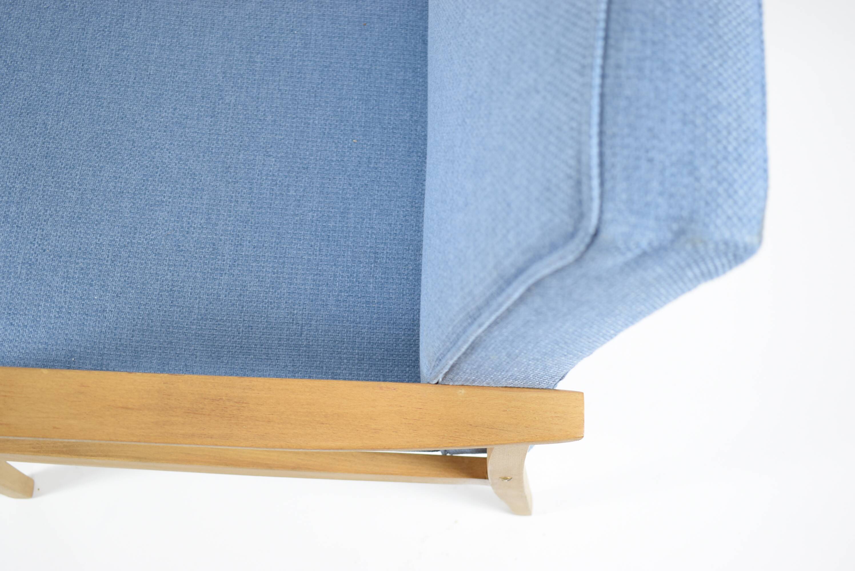 Vintage armchair 1970s, fully refubrished, blue fabric