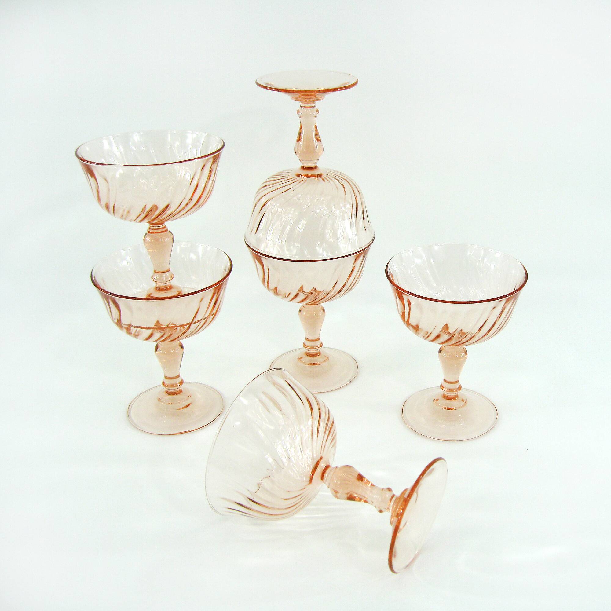 6 Rosaline Luminarc Arcoroc champagne glasses - vintage 80s
