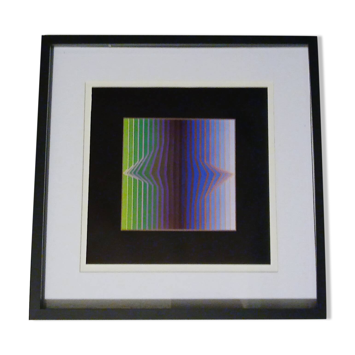Tableau Vintage Art Optique - Victor Vasarely - Frame 40x40cm