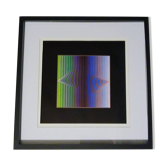 Tableau Vintage Art Optique - Victor Vasarely - Frame 40x40cm