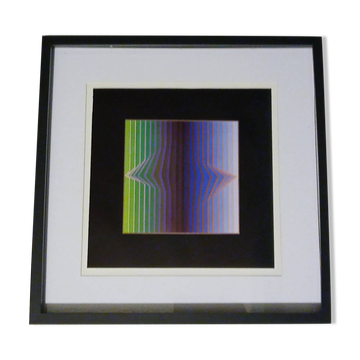 Tableau Vintage Art Optique - Victor Vasarely - Frame 40x40cm