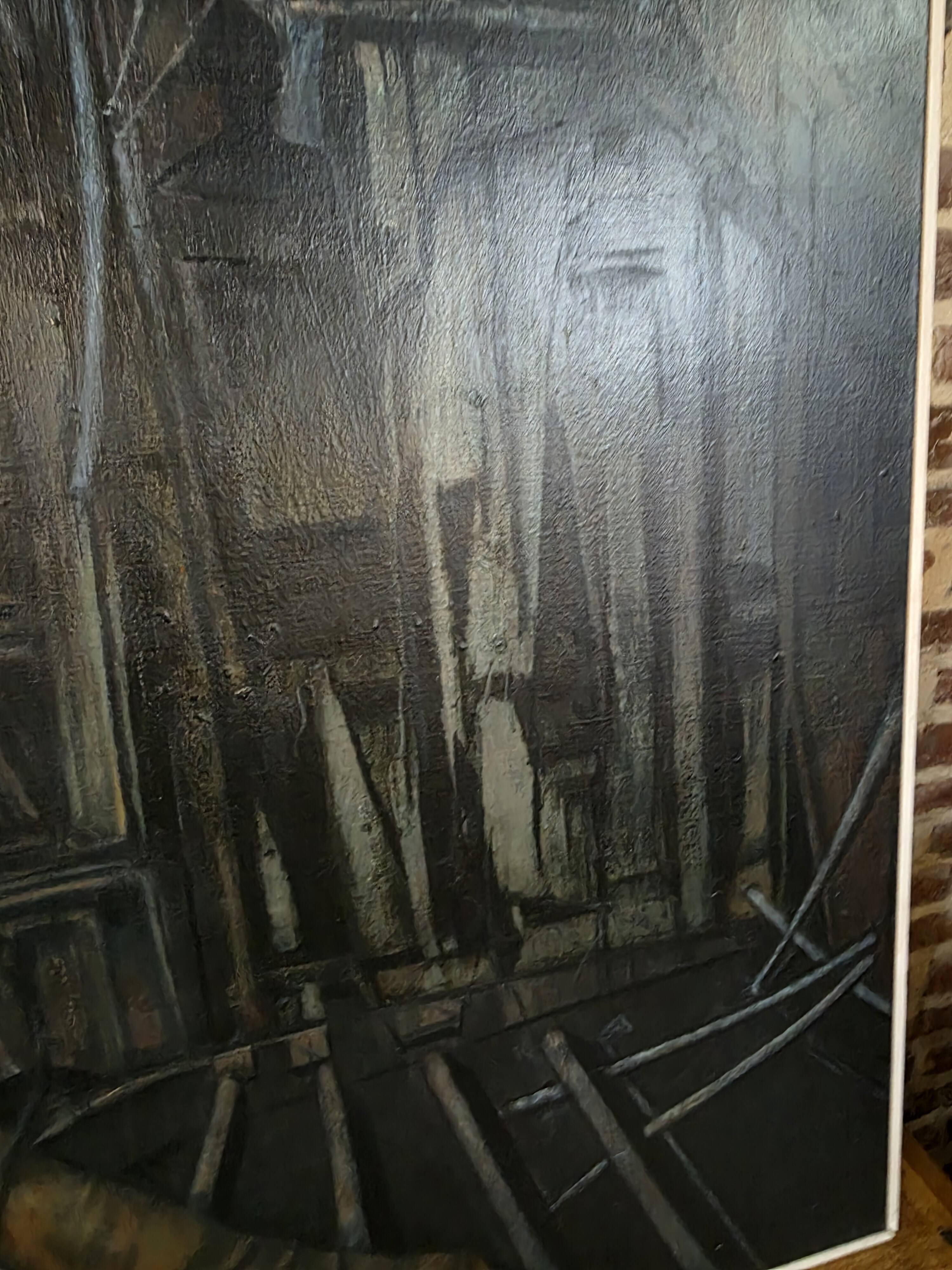 Pair of oil on canvas paintings of a boat interior from the 50s/70s