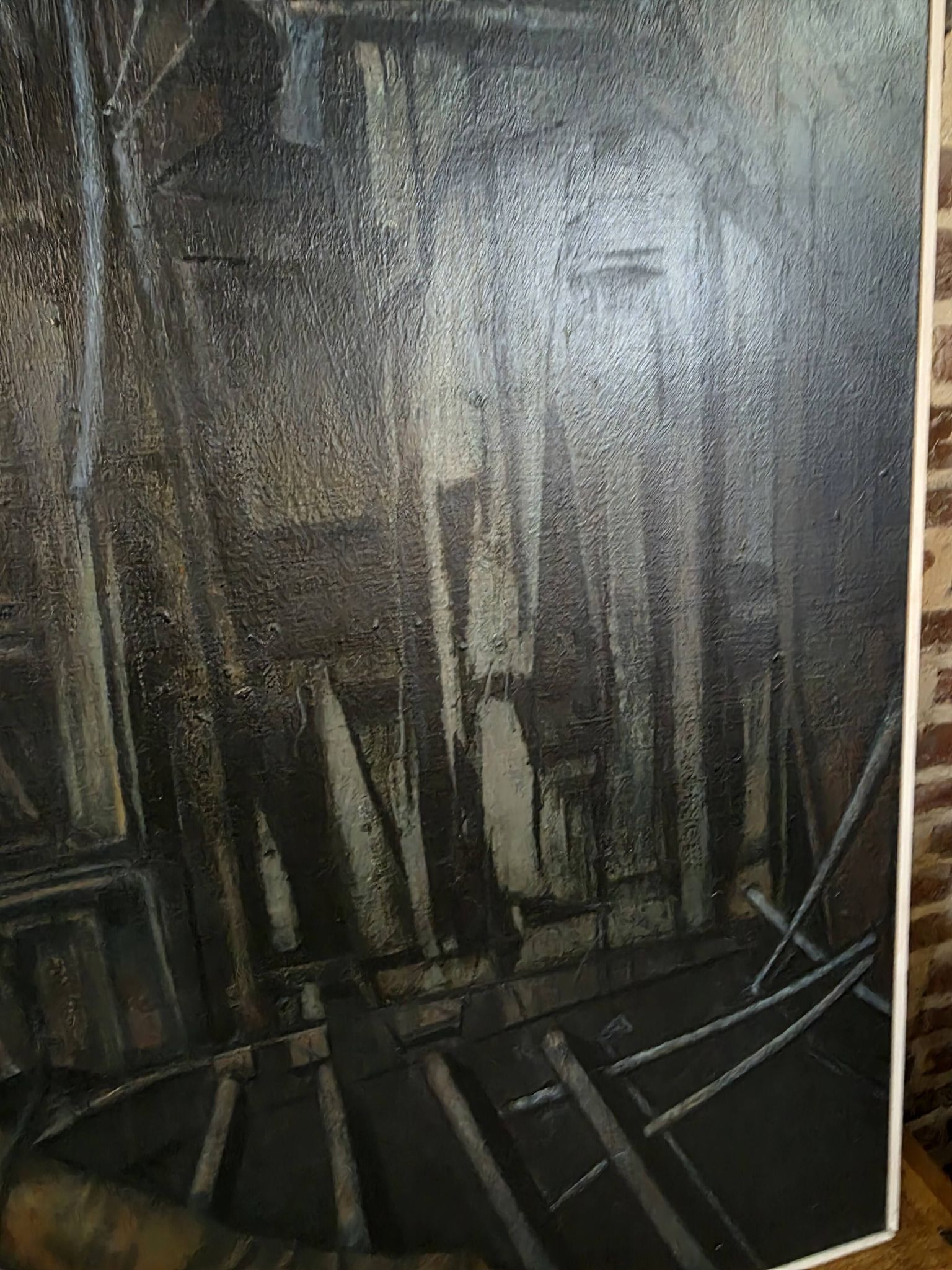 Pair of oil on canvas paintings of a boat interior from the 50s/70s