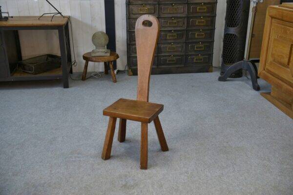Brutalist chair in solid oak, 1950s