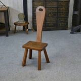 Brutalist chair in solid oak, 1950s