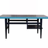 Mid-century coffee table in painted blue and navy wood, 1950s design from the Czech Republic.