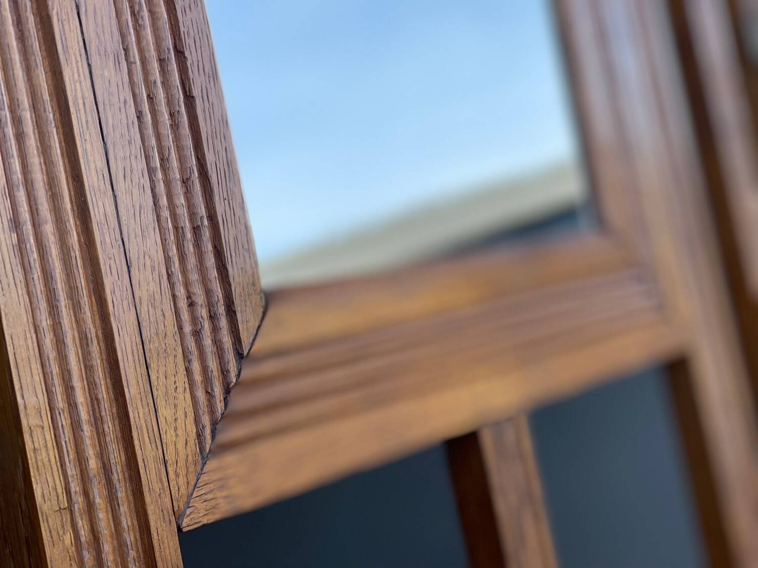 Large clothing rack/bistro mirror coat rack in oak - France 1950