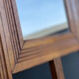 Large clothing rack/bistro mirror coat rack in oak - France 1950