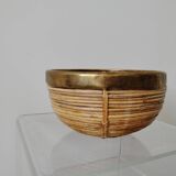 Brass rattan basket, Italy 1950s