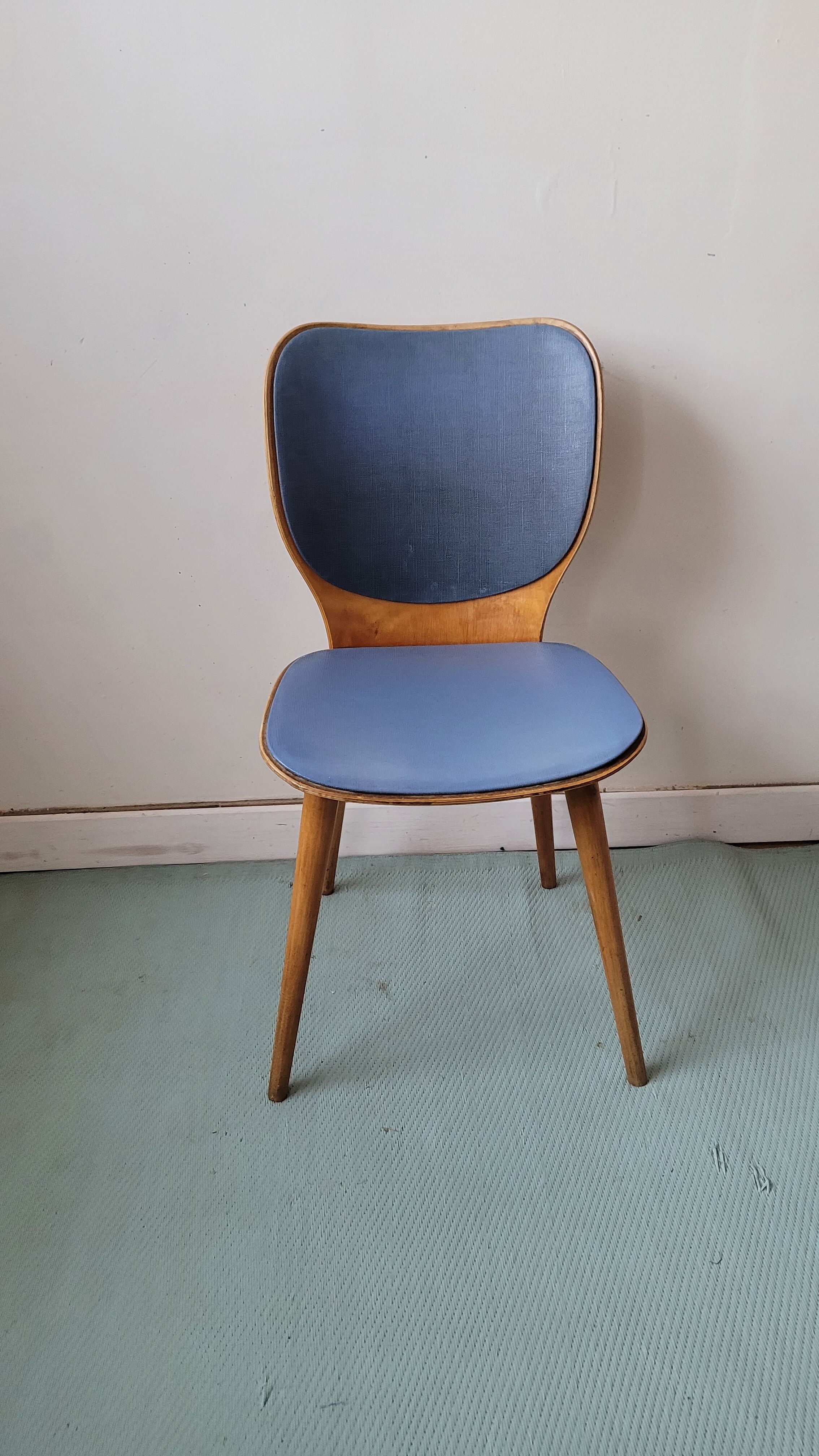 Baumann chair in vintage wood seat skai model N°800 Max Bill