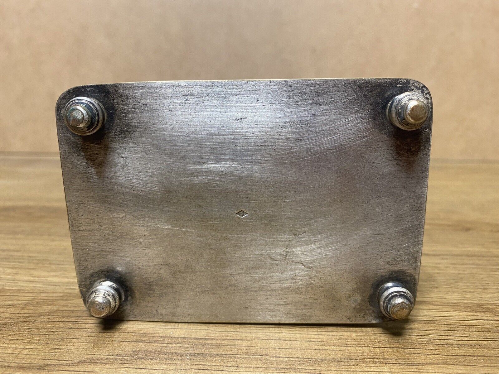 Old signature silver bronze box box, decor hunting scenes