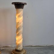 Pair of twisted column floor lamps in alabaster and marble, 1960