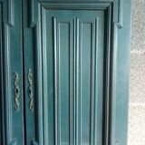 Pair Old Patinated Door Blue Aubusson Wooden Door Deco