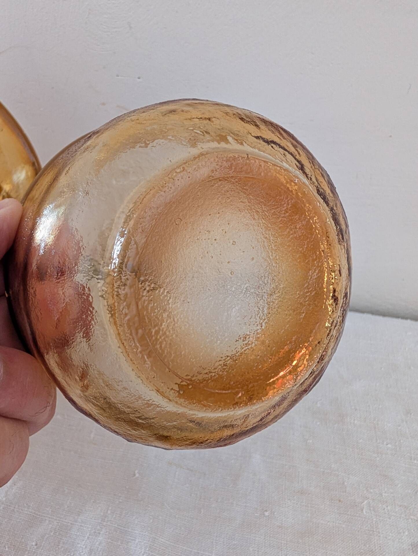 5 textured amber glass bowls – France, 1970s