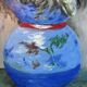 Bouquet in a blue vase, oil on canvas signed
