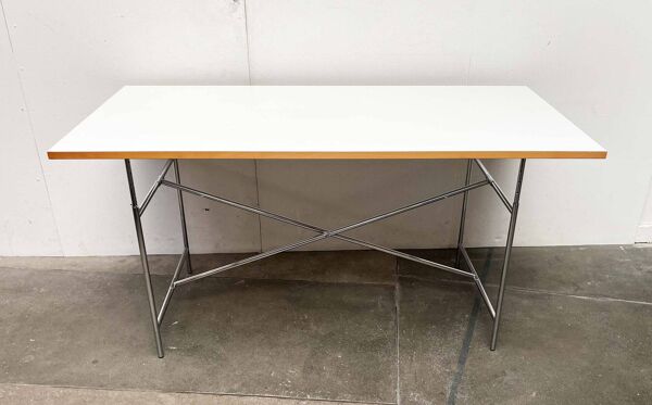 Table minimaliste en chrome pour bureau ou salle à manger par Egon Eiermann pour Wieland