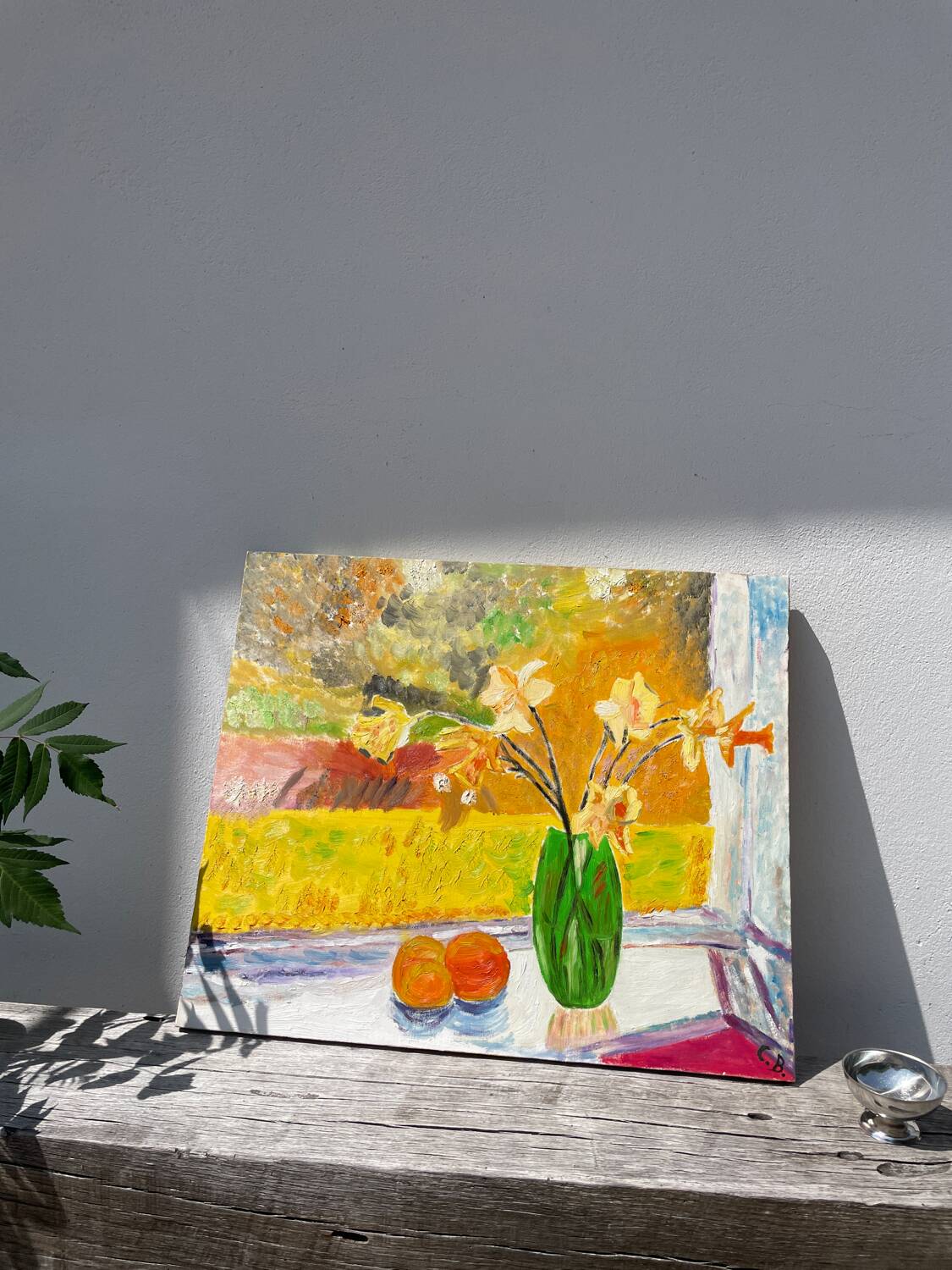 Still life painting with bouquet oil on canvas