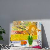 Still life painting with bouquet oil on canvas