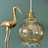 XL vintage globe pendant light in amber glass