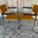 Pair of Vintage 1970s Chrome Metal Armchairs with Orange Fabric and Wood
