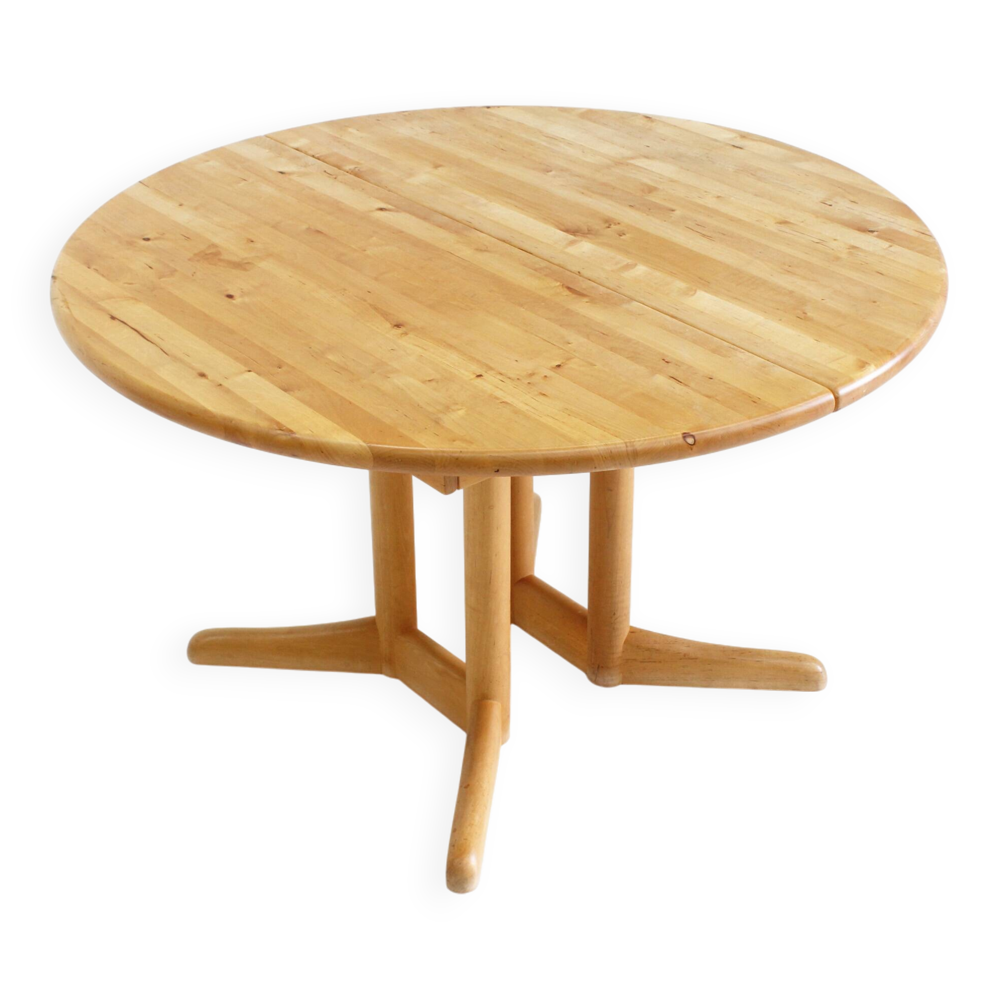 Table à manger vintage ronde extensible danoise Vamdrup Stolefabrik 1960