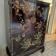 Meuble chinois laqué ancien décor oiseaux – cabinet asiatique