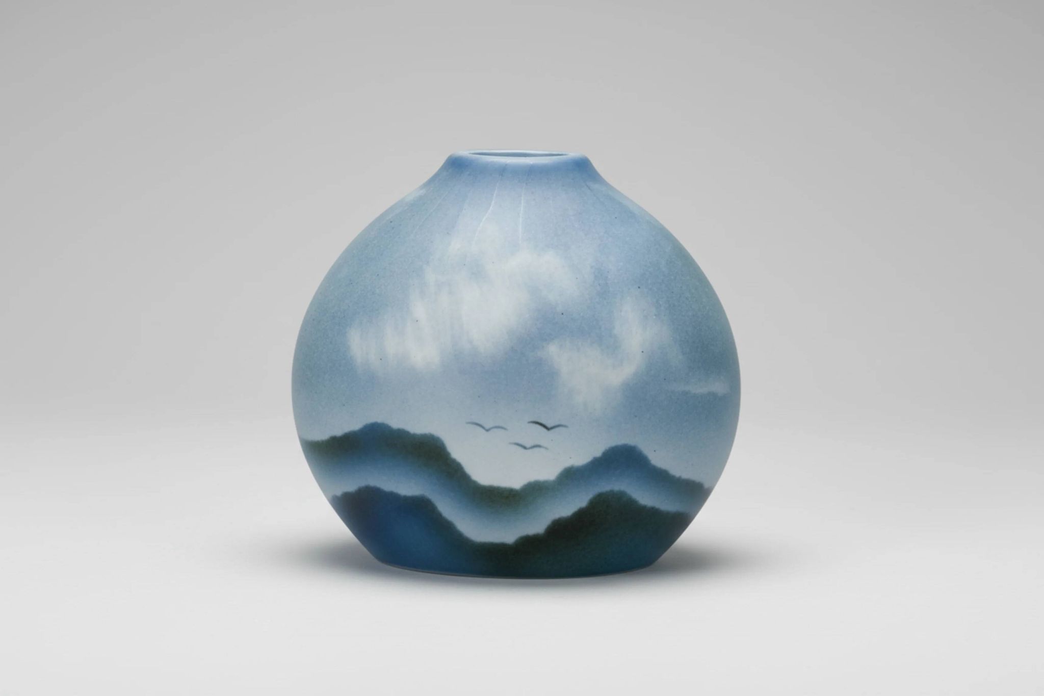 Virebent porcelain vase – minimalist landscape, France, 1970s