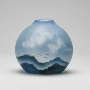Virebent porcelain vase – minimalist landscape, France, 1970s