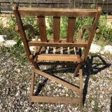 Fauteuil pliant en bois assise vintage