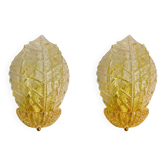 Pair of Murano glass wall lights with gold inlays by Barovier Toso, Italy 1990