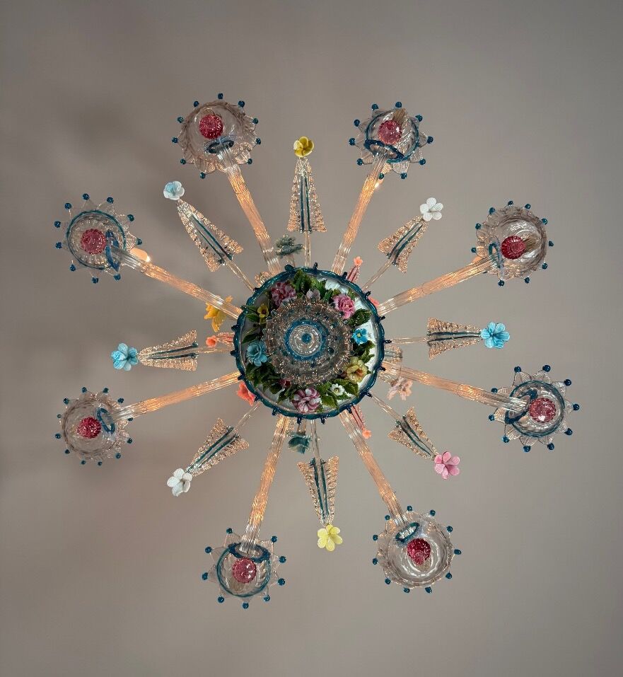 Lustre vénitien en verre de Murano multicolore, vers 1880