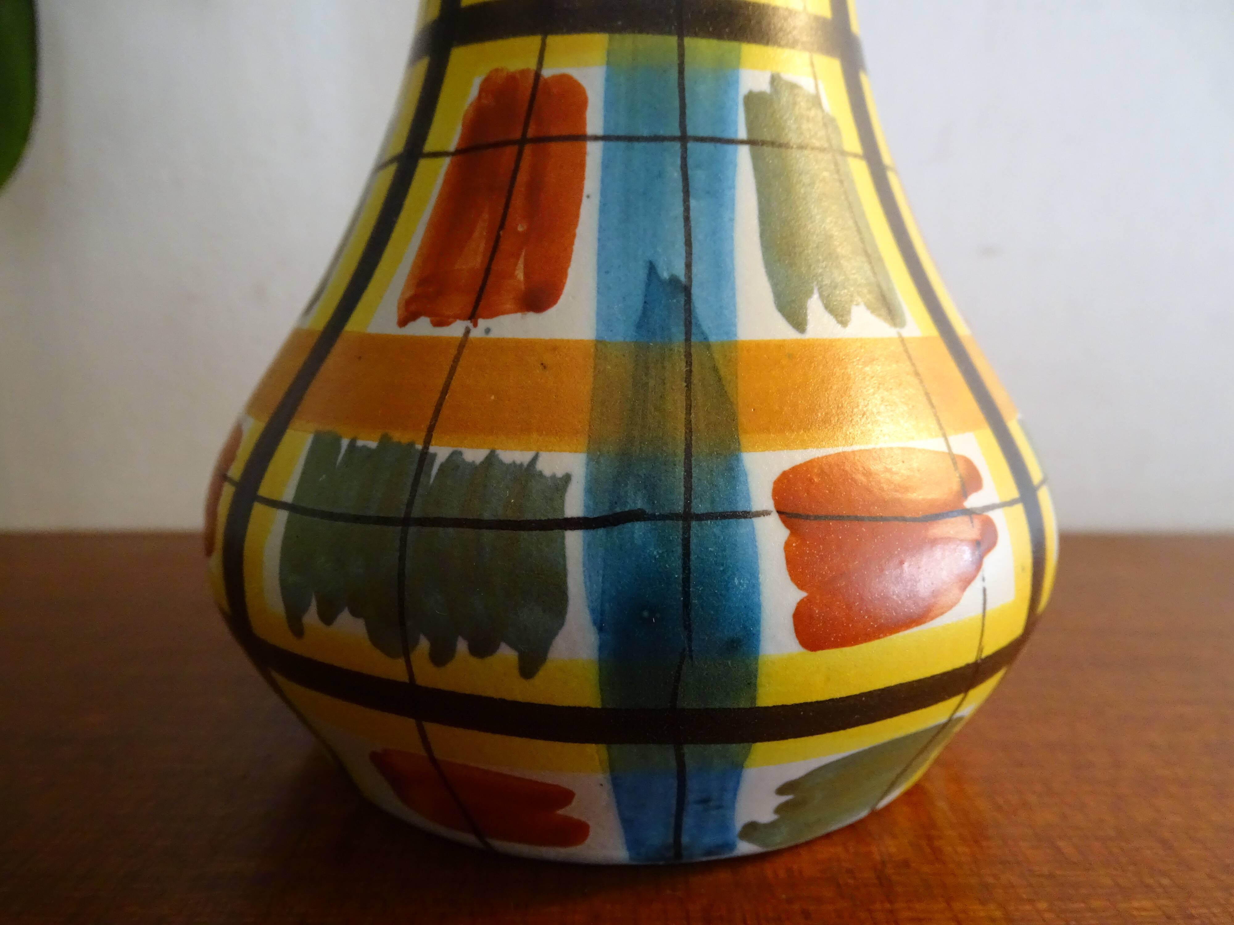 Vase Keraluc Quimper vintage 60's 70's with geometric decorations