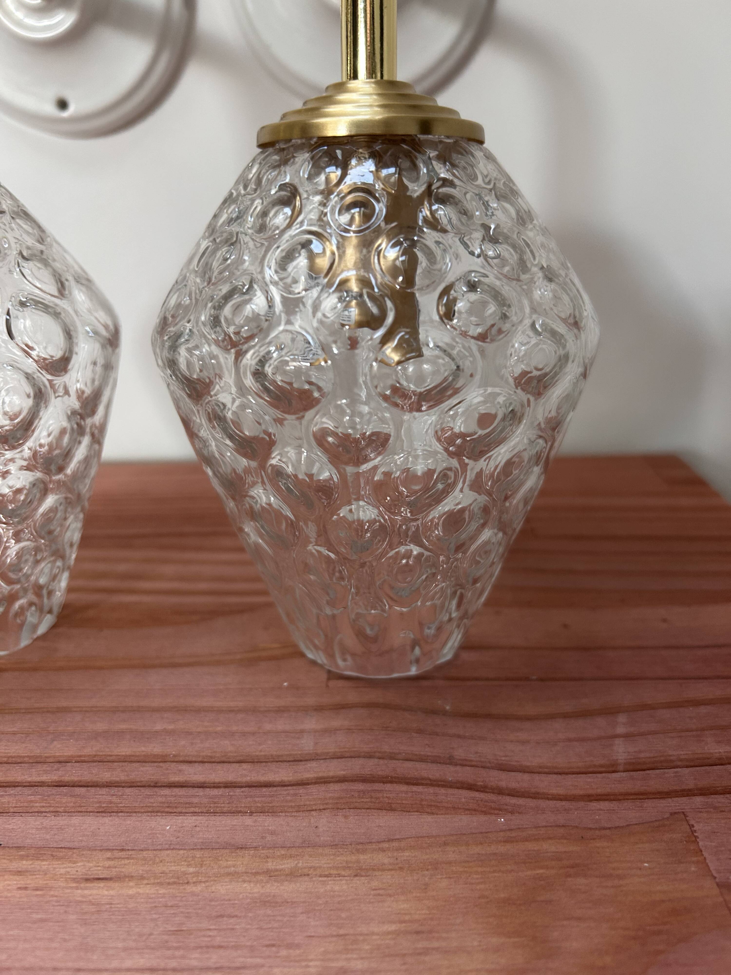 Pair of vintage bubble glass wall lights
