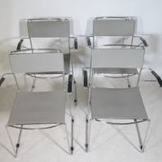Mid-Century Design Chrome and Leather Chairs from Italy, Set of 4, 1970s