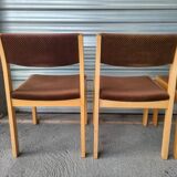 set of 6 Scandinavian style chairs in solid wood and vintage velvet