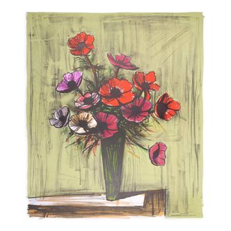 Bernard Buffet, bouquet of anemones painting