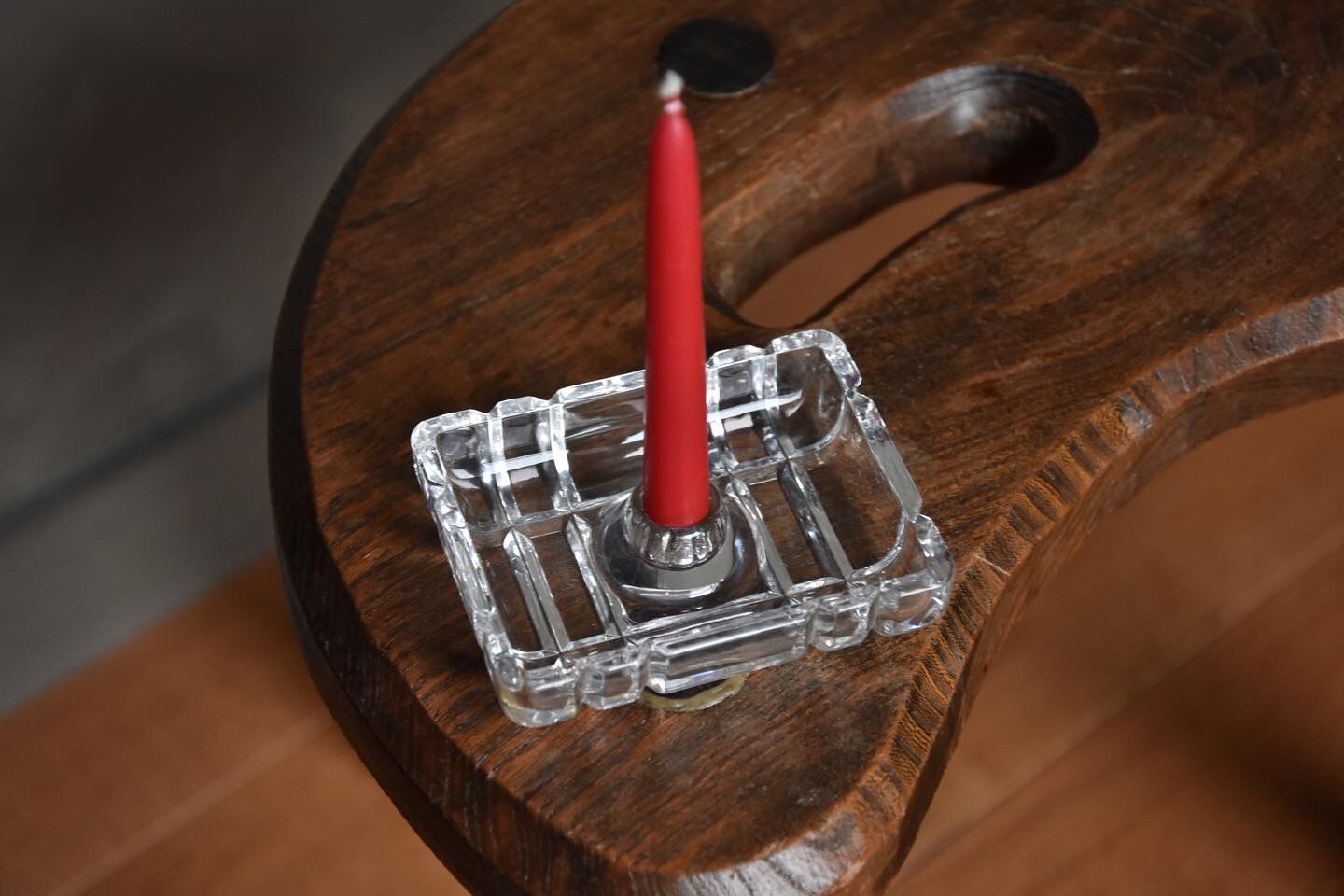 Moulded glass candle holder